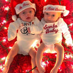 Santa Baby Newborn Bodysuits Infant Crawling Long Sleeve Baby Jumpsuits Fashion Casual Boys Girls Clothes Outfits Christmas Gift