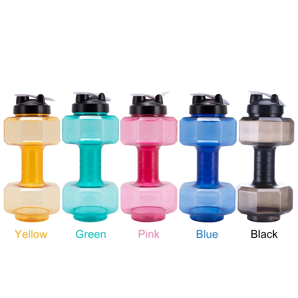 2.6 L Water Bottle Sports PET Dumbbell Shaped Kettle Outdoor Fitness Cycling Camping Cold Water Bottle Cup Fitness Dumbbell