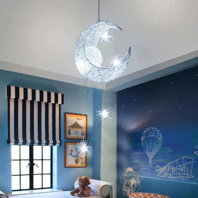 Imagem -05 - Lustre Luminária Pendente de Lua e Estrela Lustre Moderno para Quarto de Crianças Decoração Estilo Moderno g4 Infantil