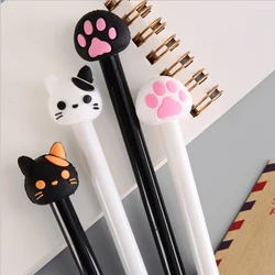 4Pcs / Set Kawaii Cartoon Cat Paw Shape Gel Pen Cute Black Gel Ink Pen For School Kids Writing Stationary Pen Office Supplies