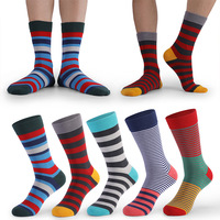 5Pairs Large Size Men Socks Hot Sale Standard Business Casual New Socks Striped Happy Cotton Sokcs Colorful Men Long Socks