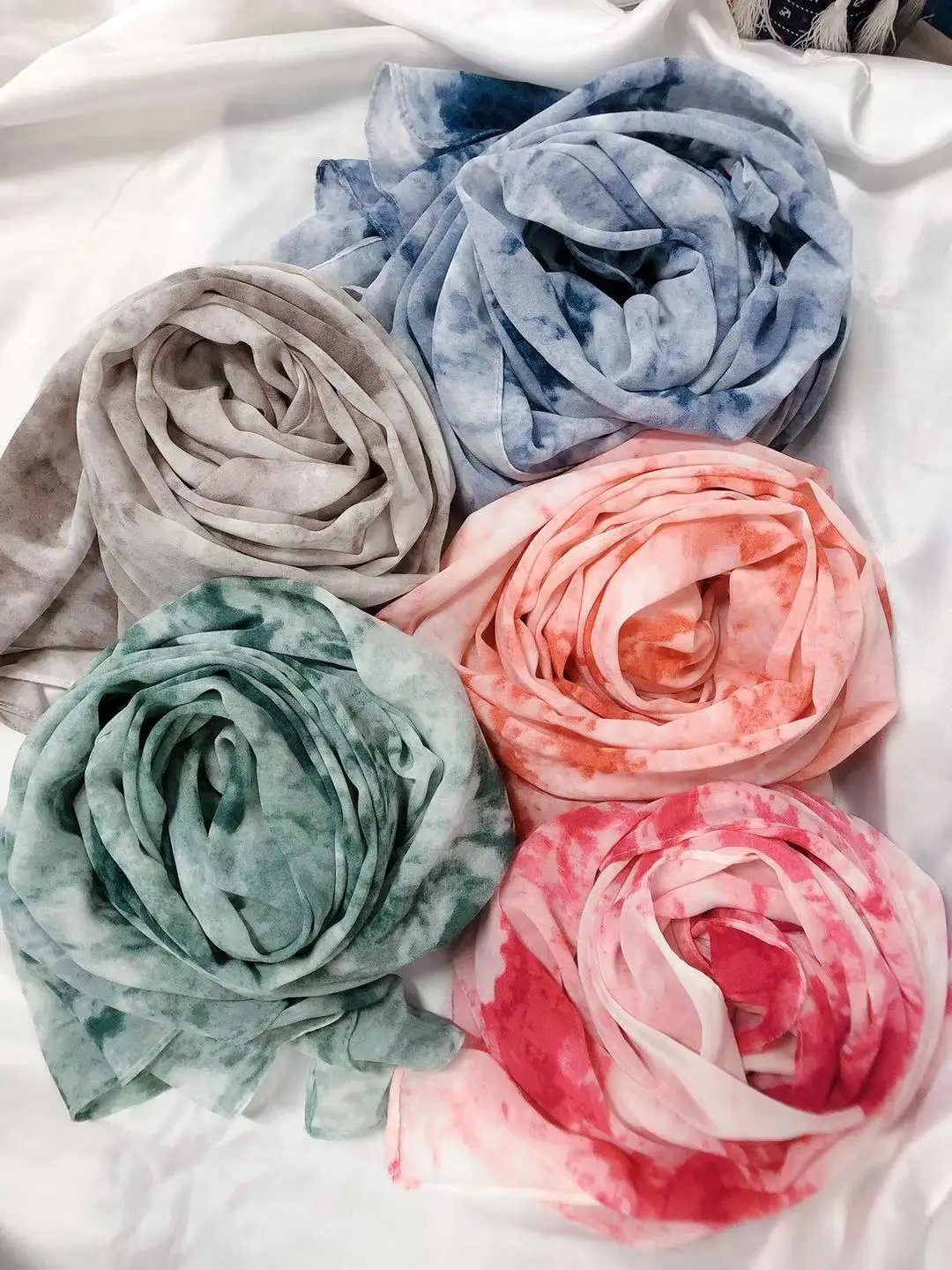 Fancy Tie Dye Printed Chiffon Hijab Scarf Muslim 2021 Veil Scarves for Women Islamic Shawl Head Wraps Headband Headscarf Turban