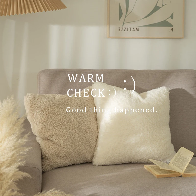 

Plush Cushion Cover Cozy Faux Fur Pillow Cover For Sofa Living Room Car 45*45 Decorative Pillows Nordic Home Decor Pillowcases