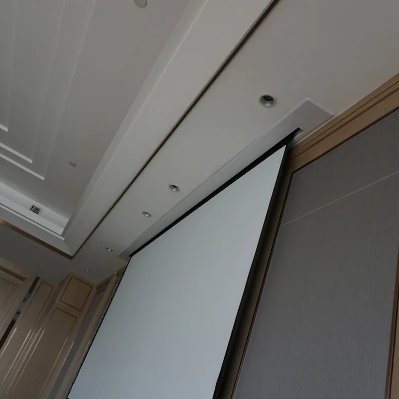 Concealed Hidden In-ceiling Projector Screen electric tab tensioned screen for laser 8K projector