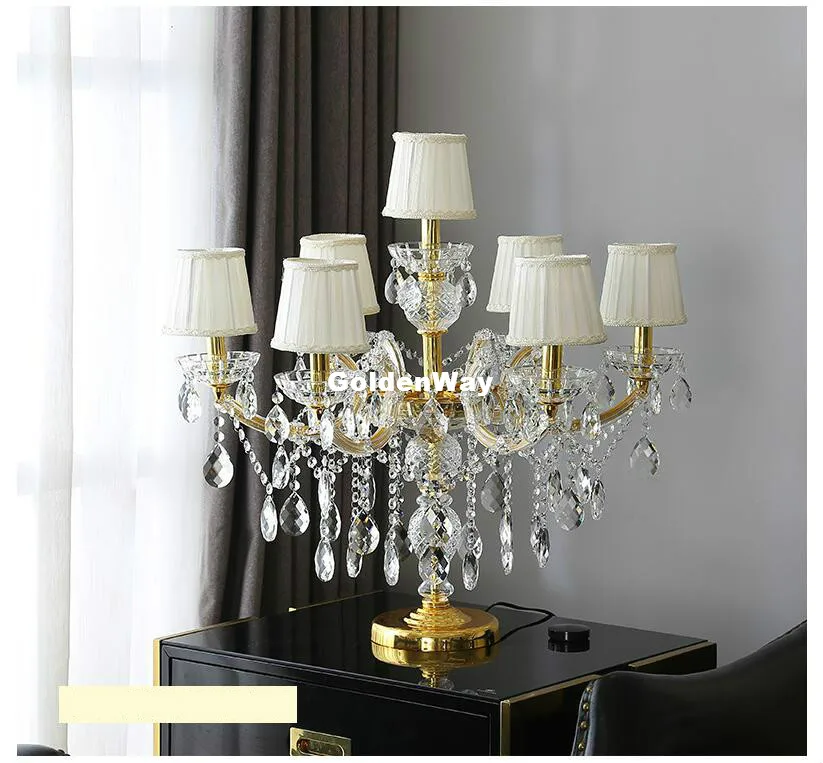 Modern Maria Theresa Crystal Table Light Floor Lighting Modern Table Lamp Clear Golden Floor Lamp 7L D70cm H60cm 100% Guaranteed