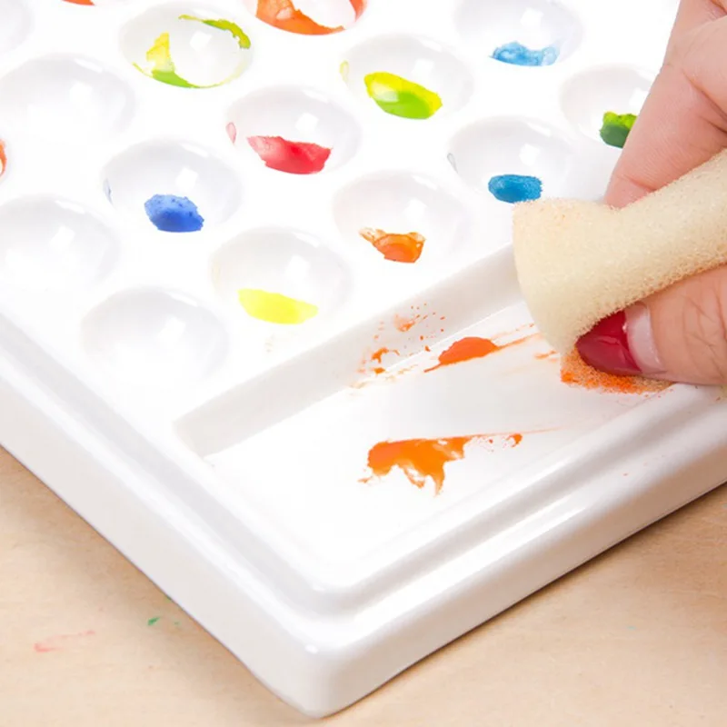 Imitation Ceramic Rectangle Artist Paint Palette Empty Art Watercolor Palette for Watercolor Gouache Acrylic Oil Painting