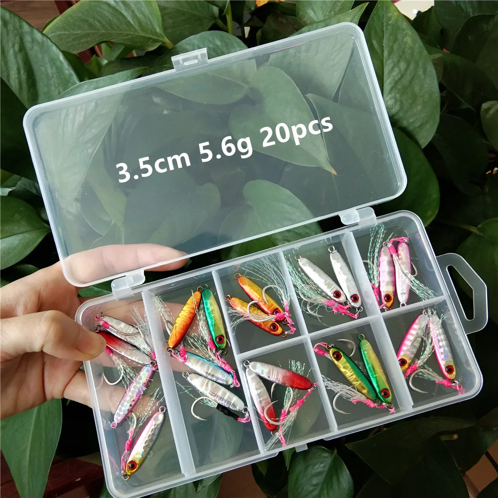 Swolfy 20pcs 3.5cm 5.6g Metal Cast Jig Spoon Casting Jigging Lead Fish Sea Bass Fishing Lure Artificial Bait Tackle New