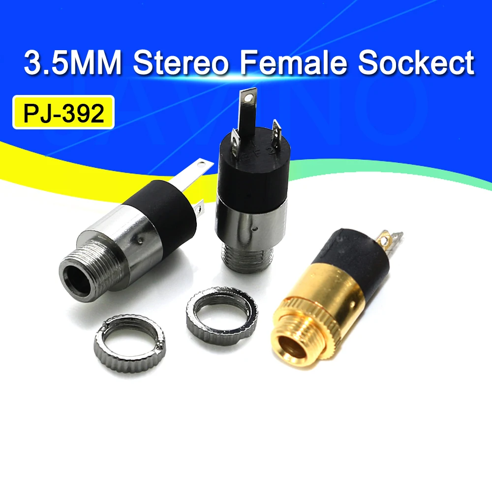 5PCS/LOT PJ392 3.5mm Stereo Female Sockect Jack with Screw 3.5 Audio Headphone Connector PJ-392 Javino