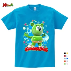 Meninos tshirts tamanho 3-9t bebê meninos menina gummy ursos t camisa dos desenhos animados engraçado casual crianças roupas de verão harajuku roupas infantis