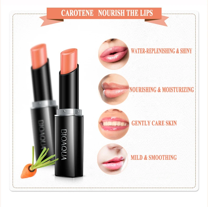 BIOAQUA Carrot Natural Lip Balm Aloe Moisturizing Lip Cream Colorless Refine Repair Lip Wrinkles Lip Care 3.8g