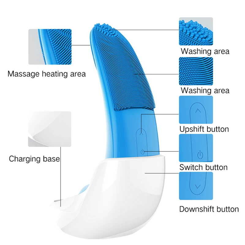 Spazzole per la pulizia del viso vibrazione elettrica strumento per la pulizia del Silicone Sonic spazzola per la pulizia del viso IPX7 impermeabile