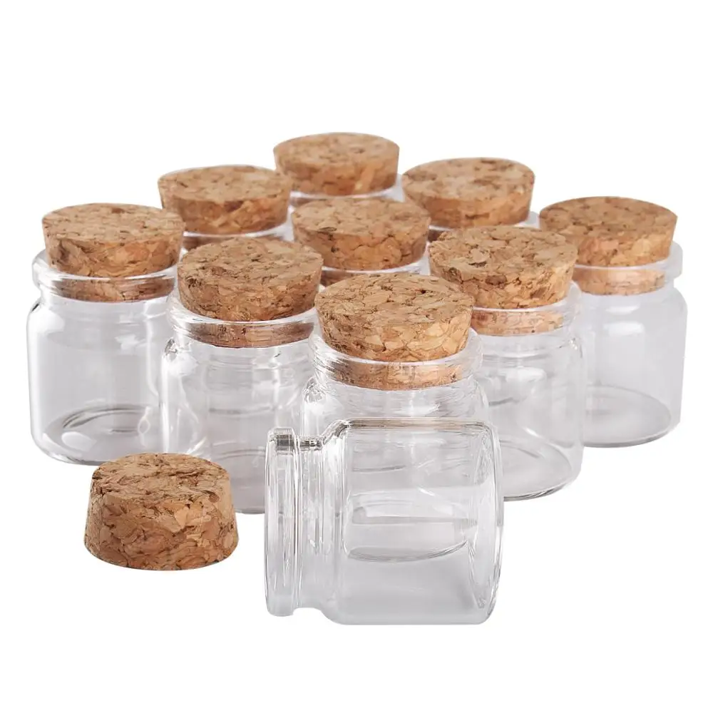 24pcs 37*40*27mm 20ml Mini Glass Wishing Bottles Tiny Jars Vials With Cork Stopper wedding gift