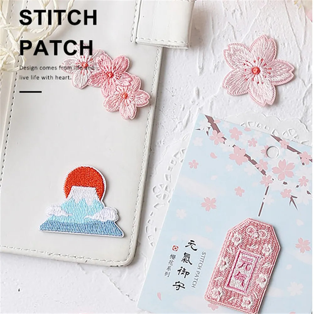 MAXSIN FUN 1 Pc High Quality Sakura Embroidery Sticker Flower Patches Iron On Jeans Clothes Applique Decoration Accessories DIY