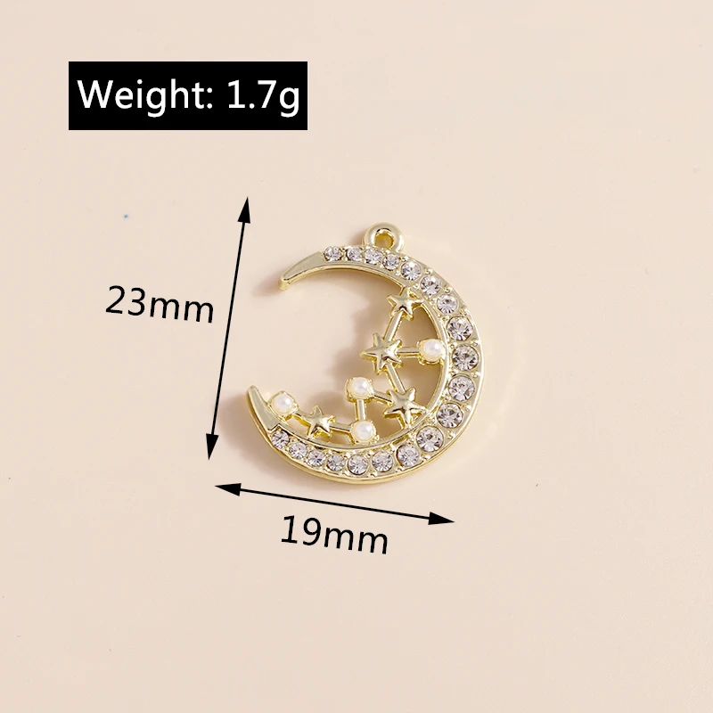Leslie 5 stücke exquisite Perle Kristall Sonne Mond Sterne bezaubert Rakete Astronauten Anhänger für DIY Schmuck Herstellung Zubehör – Detail 10