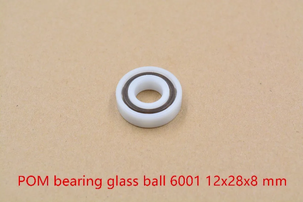 POM plastic 12mmx28mmx8mm nylon bearing 12mm  glass ball water proof acid and alkali resistant single seal 6001 1pcs