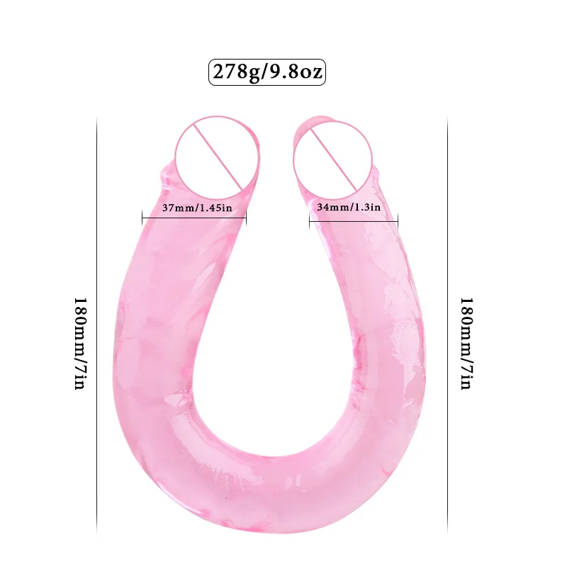 U Shape Soft Jelly Double Dildos Vagina Anal Plug Artificial Penis Sex Toys G-spot Massage for Women Gay Lesbian Masturbators