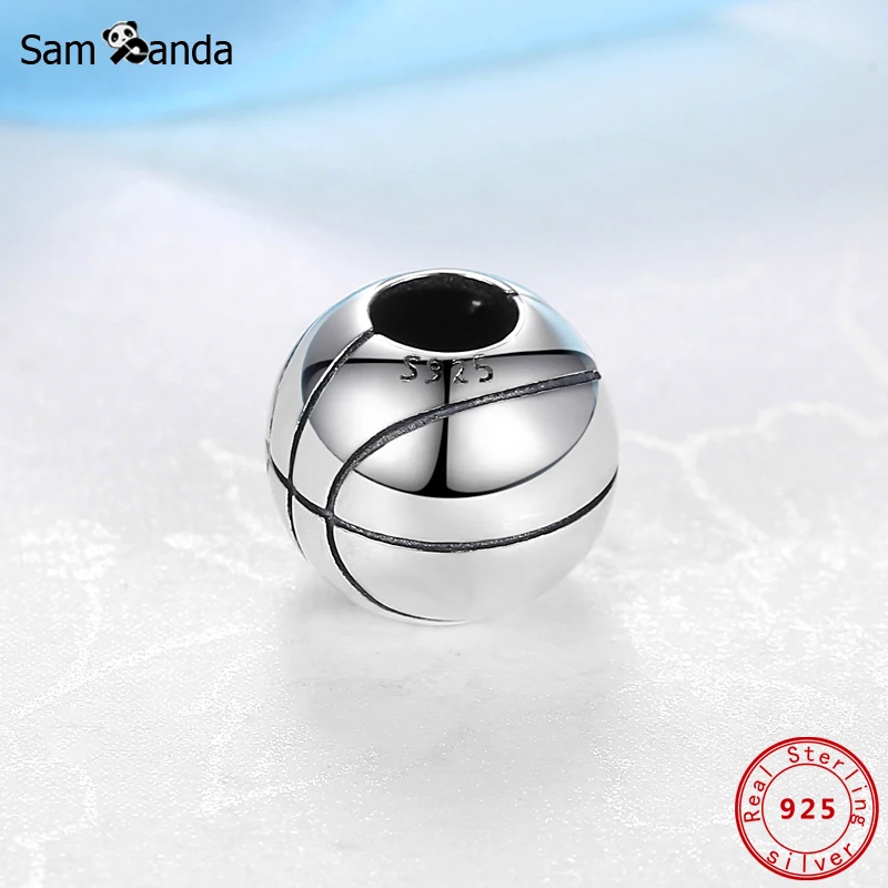 100% 925 Sterling Silver Charm Bead Basketball Charms Love Sports Fit Original Pandora Bracelets Women Diy Jewelry