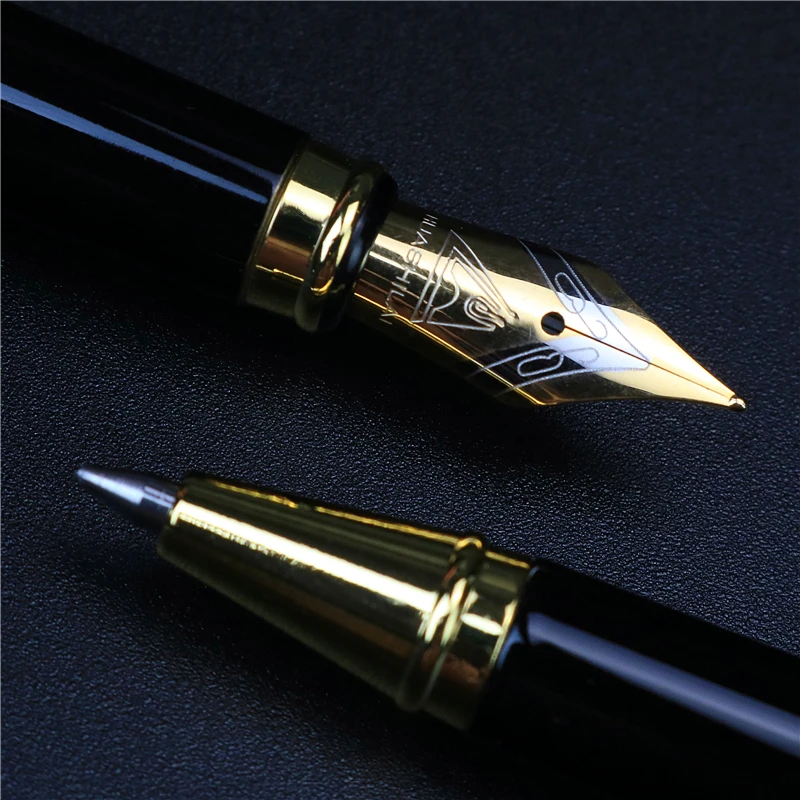 Caneta-tinteiro com texto de gravura personalizado e logotipo, Office Roller Pen, papelaria estudante escolar, tinta preta, presente requintado,