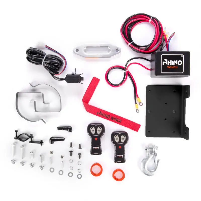 12V-3000lb Dyneema เชือกสังเคราะห์-ATV Off Road สีดำไฟฟ้า Winch