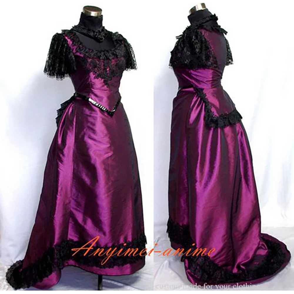 fondcosplay Rose Red Gothic Punk Taffeta shirt skirt Medieval Victorian Gown Ball Cosplay Costume Custom-made[G527]