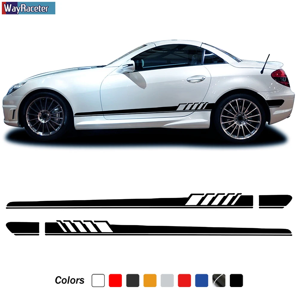 

2 Pcs Car Door Side Stripe Skirt Sticker Vinyl Decal For Mercedes Benz SLK Class R170 R171 R172 SLK55 AMG SLK200 250 Accessories