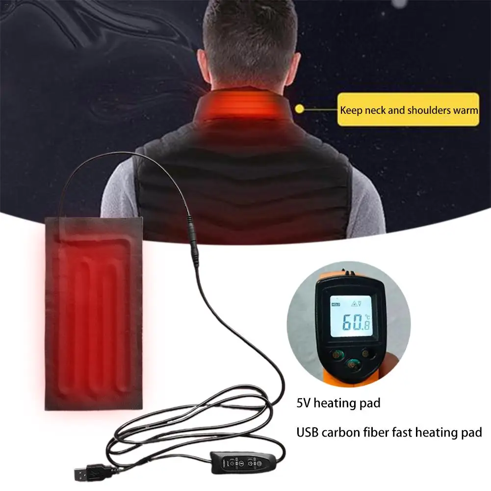 5V USB Clothes Heating Pad Carbon Fibre Fast Heated Cloth Vest Jacket Heating Sheet Pads For Back Neck Shoulders Belly Warmer