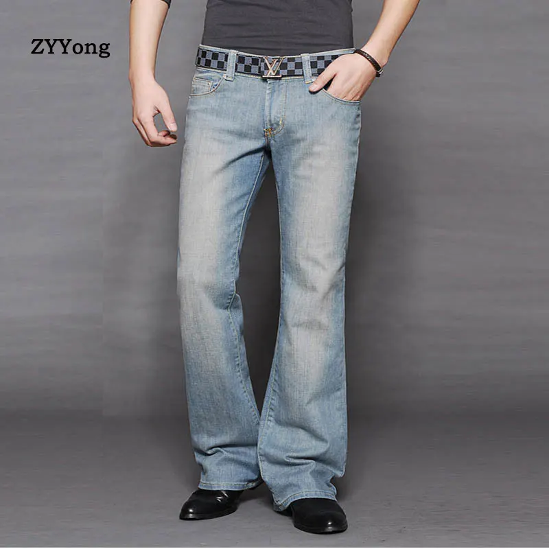 ZYYong Men's Flare Jeans Boot Cut Out Boot Cut Jeans Male Leg Fit Classic Classic Jean Flare Retro Jeans Casual Men's Trousers