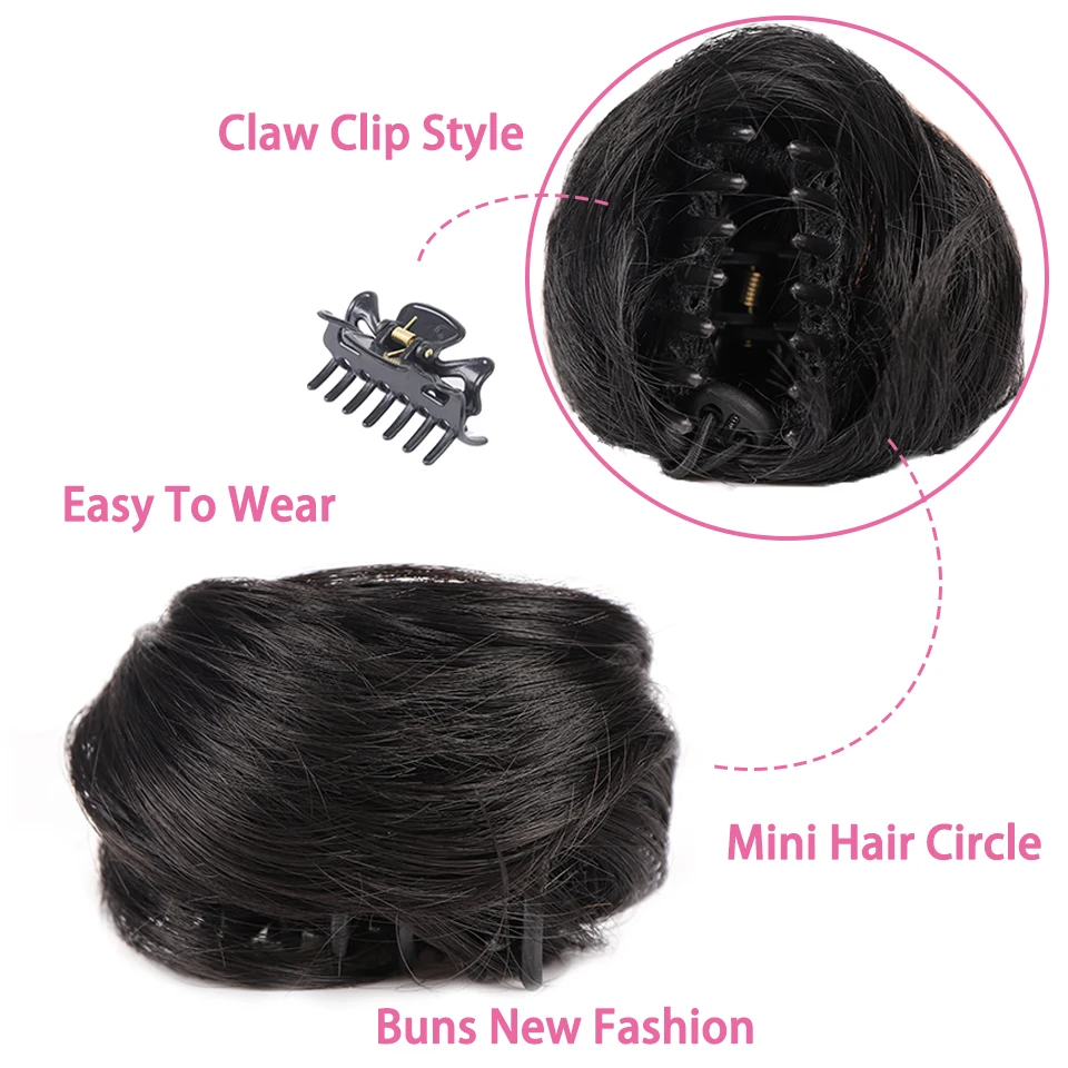 DIFEI Claw Clip-on Hair Chignons Synthetic Buns ​Curly Hair Clip Heat Resistant Womens Hair Golden White Gray Bun Wigs