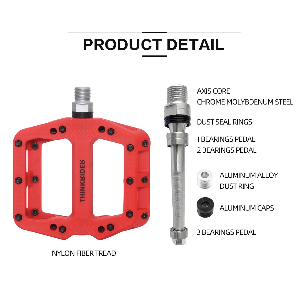 ThinkRider Ultralight 3 Bearings Pedals Bicycle Bike Pedal Anti-slip Footboard Bearing Bike Accessories