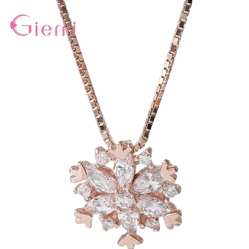 Latest Women Girls Gifts Pendant Necklace Shining 925 Sterling Silver Clear Austria Crystal Fashion Fine Jewelry