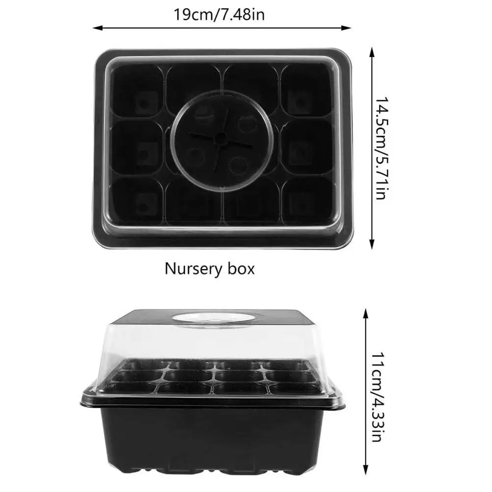 Pudełko do rozmnażania szklarni 12-komorowa taca do rozmnażania szklarni Kryty mini zestaw do rozmnażania szklarni z pokrywką i wentylacją