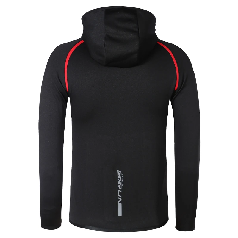 Autunno uomo stampa giacca da corsa allenamento all\'aperto Jogging palestra caldo con cappuccio dito foro cerniera Cardigan Bodybuilding cappotto