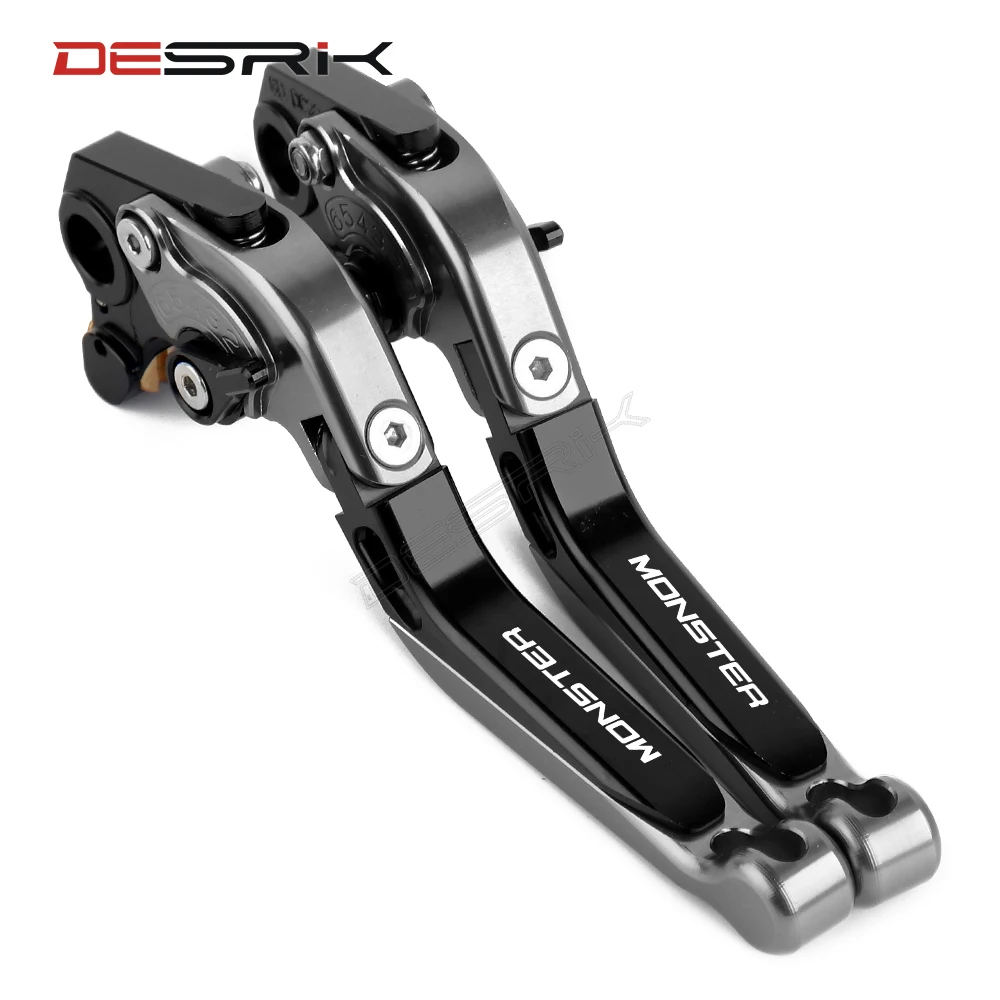 Motorcycle CNC Aluminum Adjustable Folding Extendable Brake Clutch Levers For DUCATI MONSTER 696 796 695 620 400 Monster LOGO