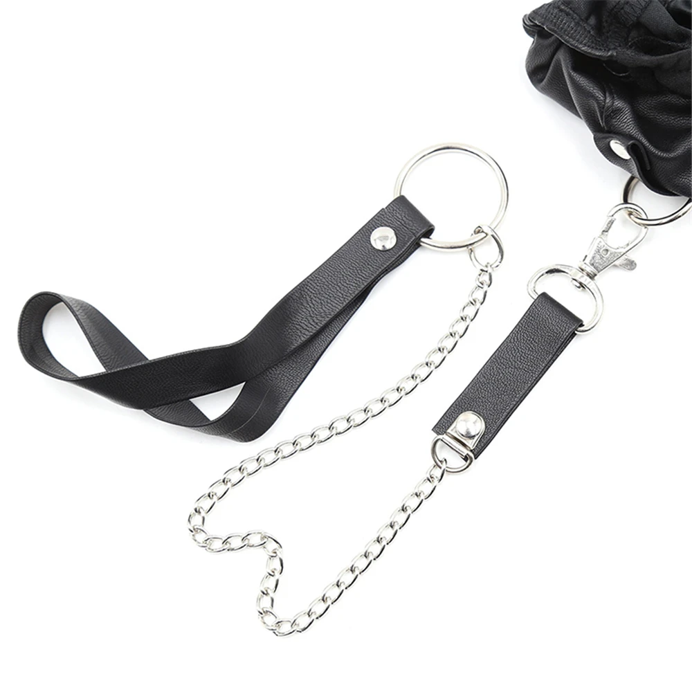 Lingerie sexy en faux cuir pour hommes, ceinture de chasteté, Bondage Bdsm, sous-vêtements en PU, jouets à chaîne de traction sexuelle masculine