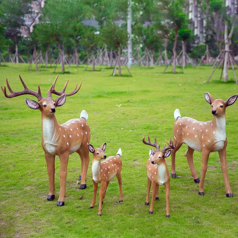 Outdoor Garden Simulation Animal Resin Deer Sculpture Home Decoration Courtyard Villa Ornaments Crafts Park Lawn Figurines Decor