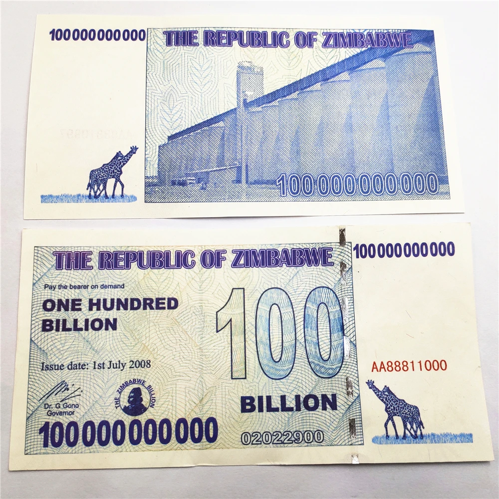 Copy Zimbabwe Paper Money 100 Billion Banknote Bank Note Bills Non-currency Collectibles