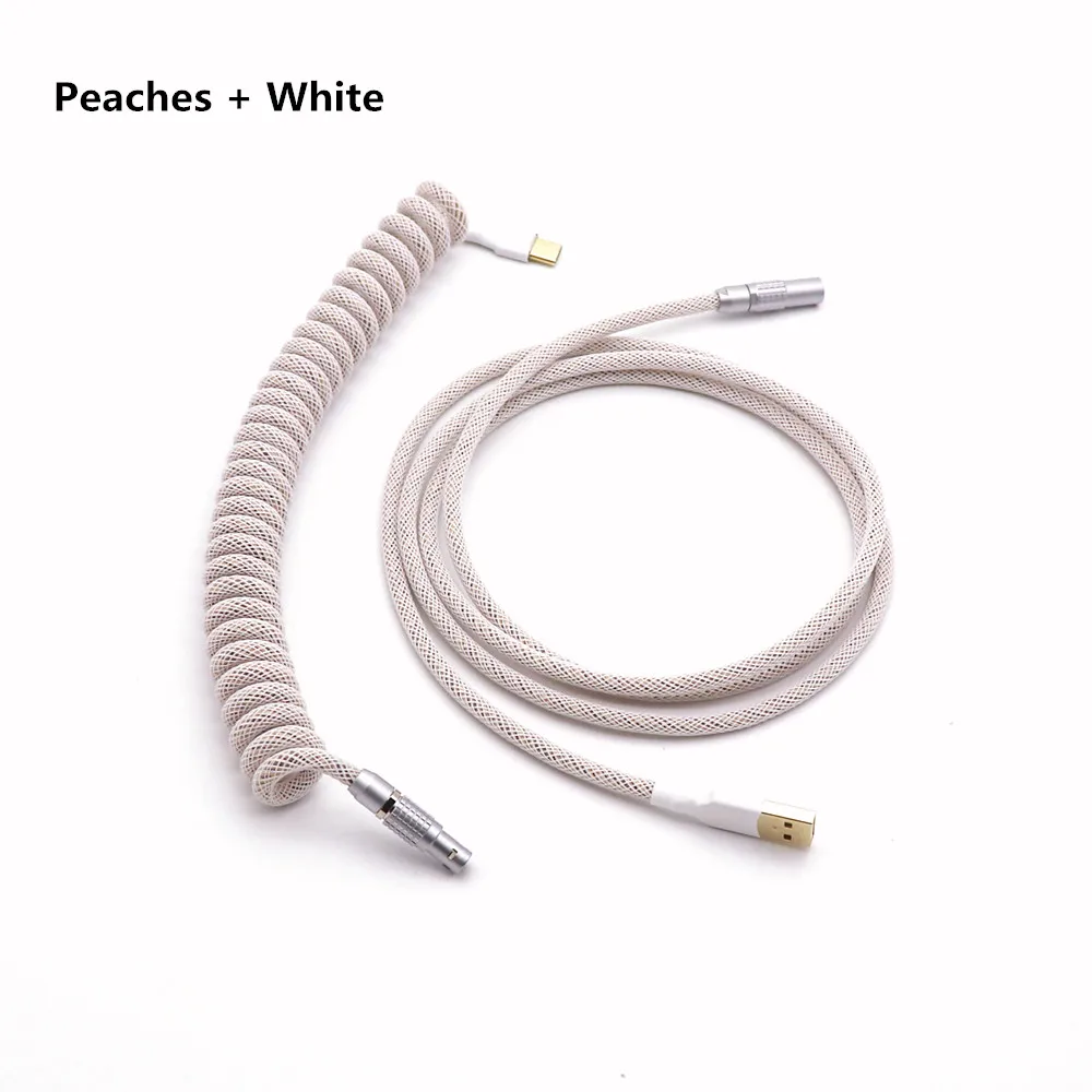Custom Make Double Sleeved PET Coiled Coiling Type C Mini Micro USB Cable for Mechanical Keyboard Cable With OB 0B Aviator