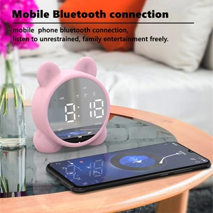 Bluetooth Mirror Table Clock Clock Kids Clock Kids Lindo Clelo de alarma digital para niños Relojes de sueño para niños LED para niños 8 mejores gatos de reloj de ventas - №5