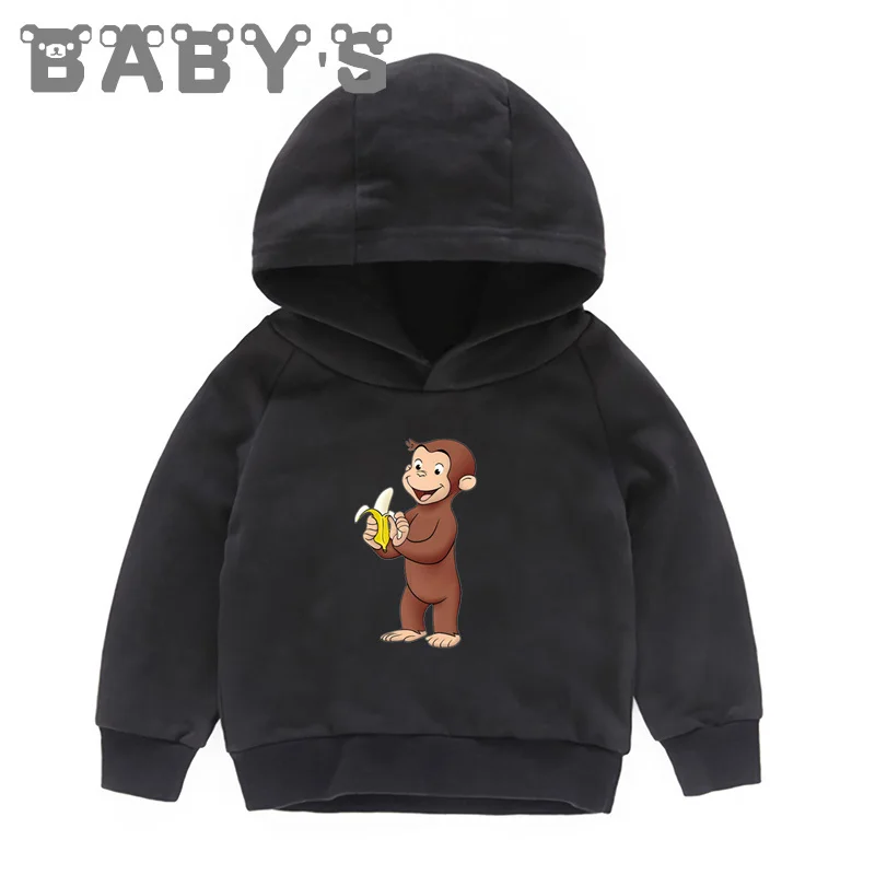 Children Hooded Hoodies Kids Curious George Monkey Cartoon Sweatshirts Baby Pullover Tops Girls Boys Funny Cute Clothes,KMT5266