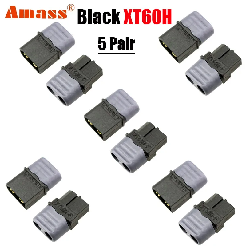 5Pairs Amass XT60H (aggiornamento XT60) connettori maschio proiettile femmina spine di alimentazione con guaina per FPV RC Racing Drone parti fai da te