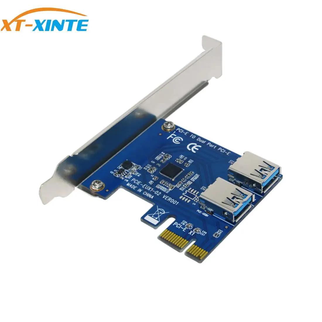 

XT-XINTE PCIE PCI Expansion Card To 2 Ports USB 3.0 HUB Controller Adapter Riser Card Board Extender For PC Computer