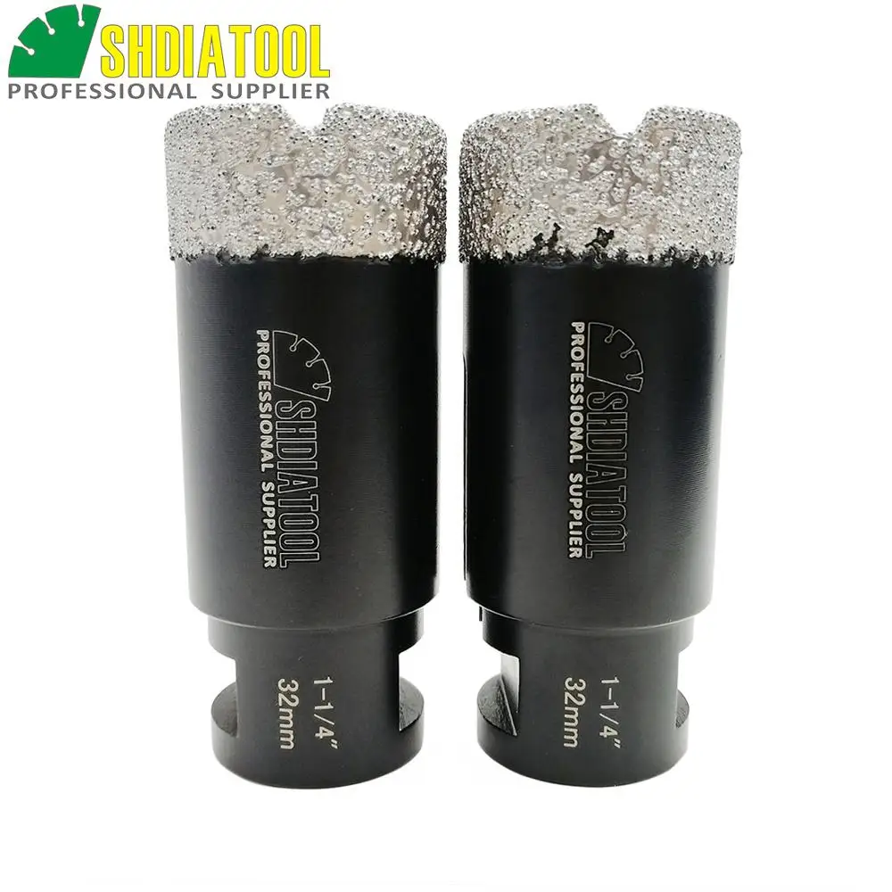 

SHDIATOOL 2pcs 5/8-11 Thread Dia 1-1/4"/32mm Vacuum Brazed Diamond Core Bits Drill Bits Granite Marble Tile Concrete Hole Saw