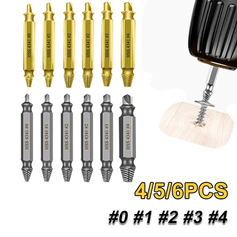 4/5/6 PCS Damaged Screw Extractor  Stripped Broken Screw Bolt Drill Bit Set  Take Out Diamond Drill Bit Remover Extractor Easily