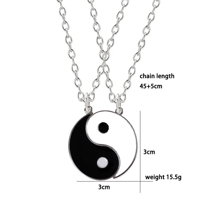 Hot Selling Yin And Yang Stitching Alloy Two Petals Pisces Couple Pendant Necklace Fashion Jewelry Accessories Vintage Dendant