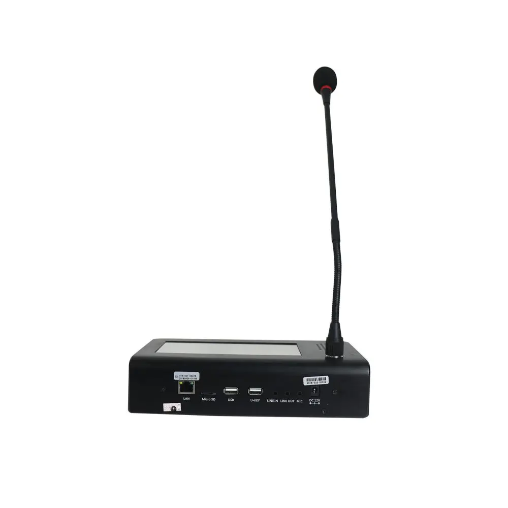 Micrófono de PC de cuello de cisne de Escritorio Remoto de red IP TCP con pantalla táctil de 7 "para sistema ME PA, voz en vivo, paginación de zona, transmisión