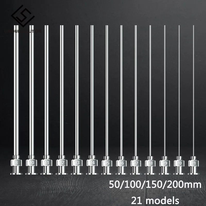 1 szt. - 100 mm lub 150 mm, 200 mm 300 m 400 mm Igła dozująca o długości kanülü (8G, 10G, 12G, 14G...27G opcjonalnie) - tępa końcówka, całkowicie metalowa