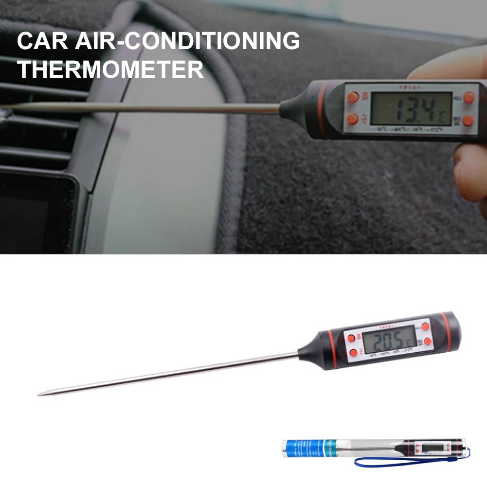 Car Air Condition Outlet Needle Type LCD Digital Gauge Check Tool Kitchen Thermometer Range Minus 50 to Zero Above 300 Degrees