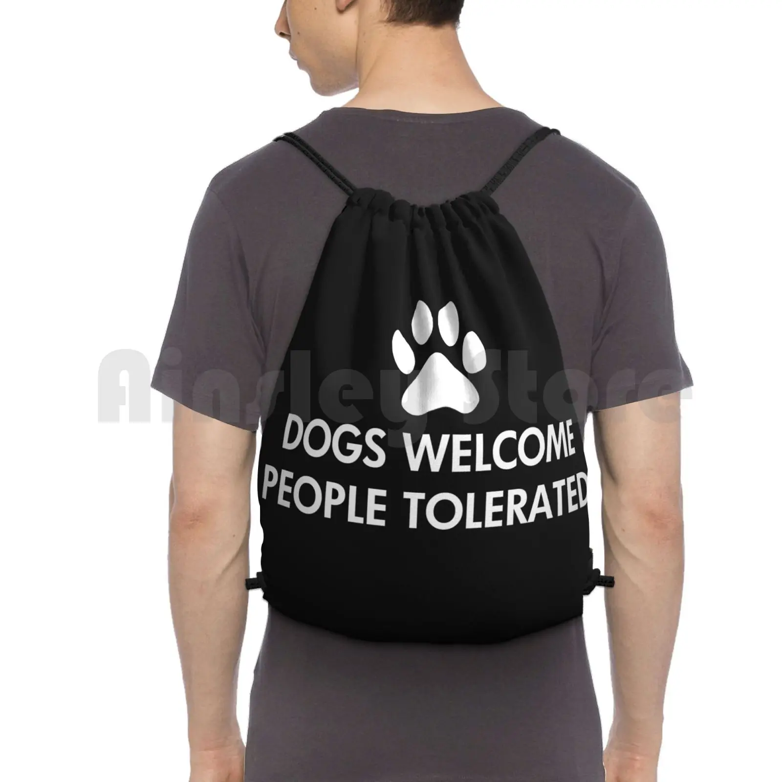

Dogs Welcome People Tolerated Saying Backpack Drawstring Bag Riding Climbing Gym Bag Dog Lover Animal Lover Dog Humor Dog