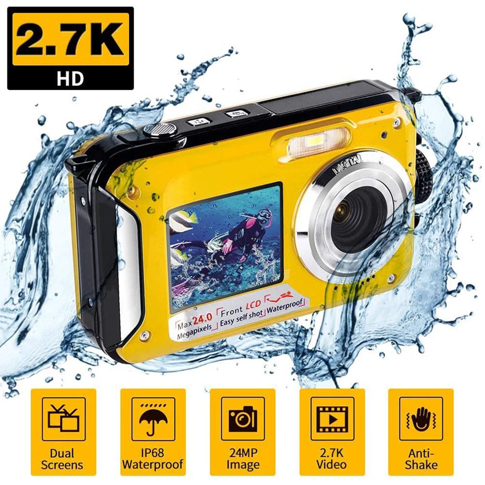 56MP 4K/48MP 2.7K /24MP 1080HD Dual Screen Camera Waterproof High-Definition Digital Camera DV Recording Present Camera