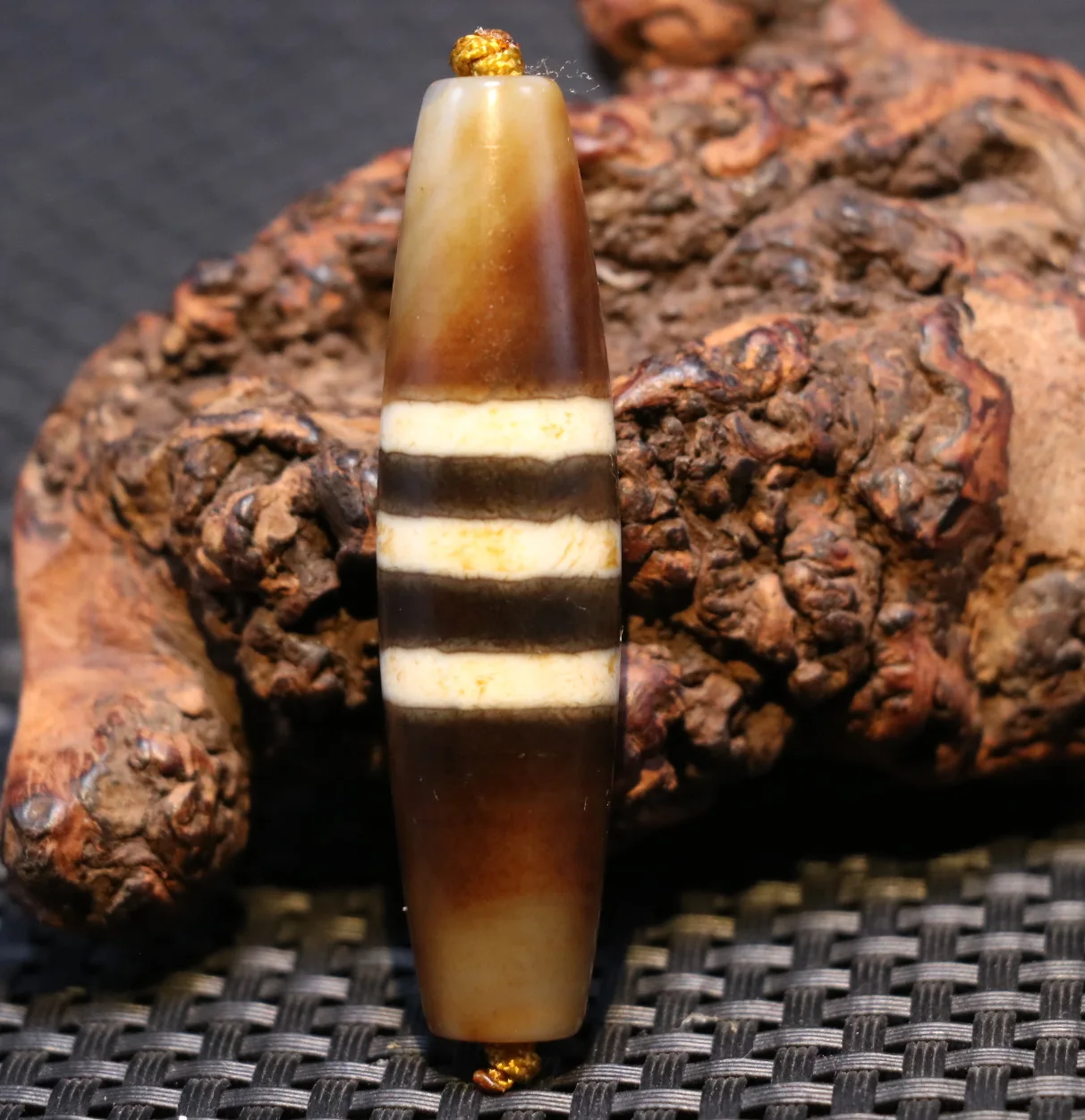 Big Treasure Energy Tibetan Top Old Agate 3 Line Healer Medicine dZi Bead Amulet Pendant 60MM Timestown UPD2126A1